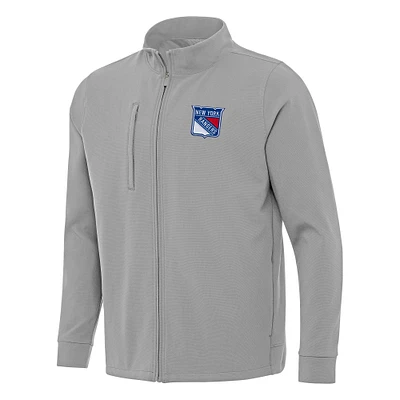 Men's Antigua Gray New York Rangers Regard Full-Zip Jacket