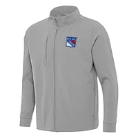 Men's Antigua Gray New York Rangers Regard Full-Zip Jacket