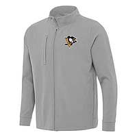 Men's Antigua Gray Pittsburgh Penguins Regard Full-Zip Jacket