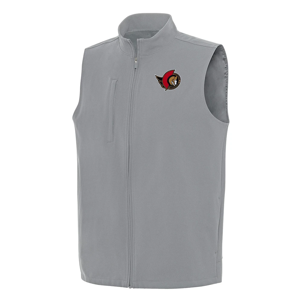 Men's Antigua Gray Ottawa Senators Regard Full-Zip Vest