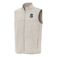 Men's Antigua Oatmeal Seattle Kraken Fortune Full-Zip Vest