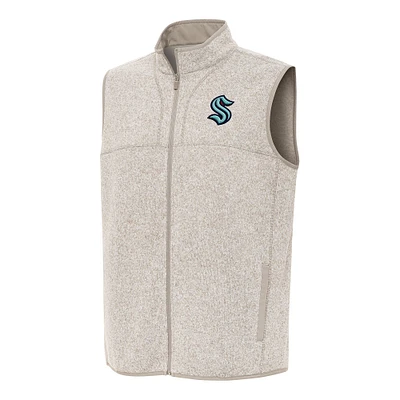 Men's Antigua Oatmeal Seattle Kraken Fortune Full-Zip Vest
