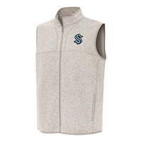Men's Antigua Oatmeal Seattle Kraken Fortune Full-Zip Vest
