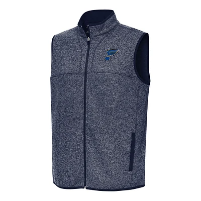 Men's Antigua Heather Navy St. Louis Blues Fortune Full-Zip Vest