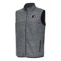 Men's Antigua Heather Gray Philadelphia Flyers Fortune Full-Zip Vest