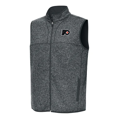Men's Antigua Heather Gray Philadelphia Flyers Fortune Full-Zip Vest