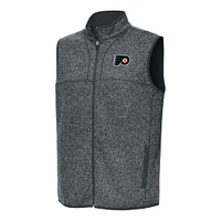 Men's Antigua Heather Gray Philadelphia Flyers Fortune Full-Zip Vest