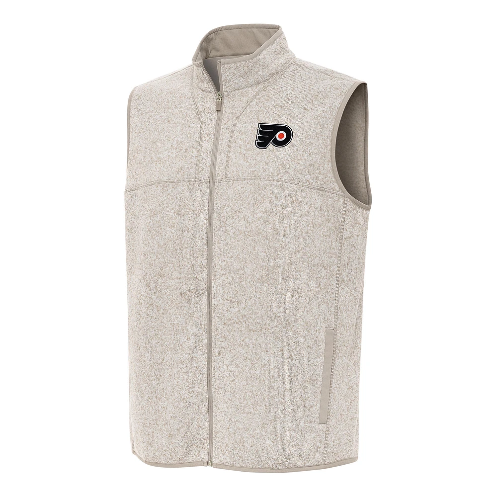 Men's Antigua Oatmeal Philadelphia Flyers Fortune Full-Zip Vest