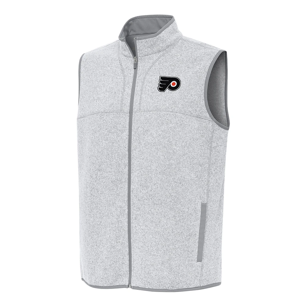 Men's Antigua Heather Gray Philadelphia Flyers Fortune Full-Zip Vest
