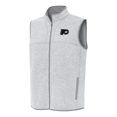 Men's Antigua Heather Gray Philadelphia Flyers Fortune Full-Zip Vest