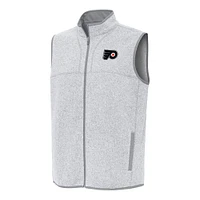 Men's Antigua Heather Gray Philadelphia Flyers Fortune Full-Zip Vest