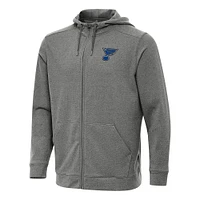 Men's Antigua Heather Black St. Louis Blues Effortless Full-Zip Hoodie Jacket