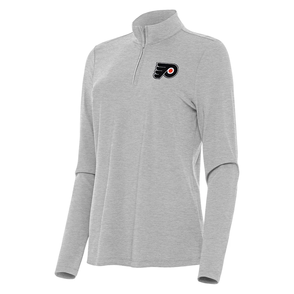 Women's Antigua Heather Philadelphia Flyers Bright Quarter-Zip Top