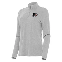 Women's Antigua Heather Philadelphia Flyers Bright Quarter-Zip Top