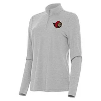 Women's Antigua  Heather Gray Ottawa Senators Bright Quarter-Zip Top