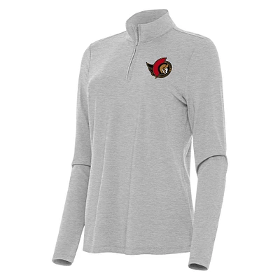 Women's Antigua  Heather Gray Ottawa Senators Bright Quarter-Zip Top
