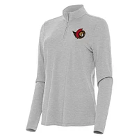 Women's Antigua  Heather Gray Ottawa Senators Bright Quarter-Zip Top