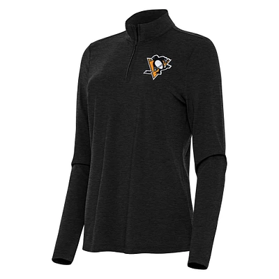 Women's Antigua Heather Pittsburgh Penguins Bright Quarter-Zip Top