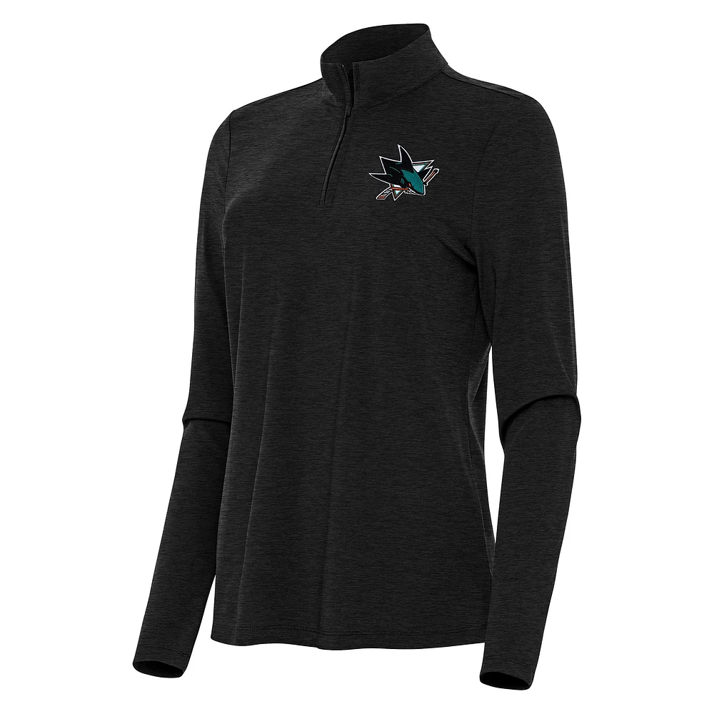 Women's Antigua Heather San Jose Sharks Bright Quarter-Zip Top
