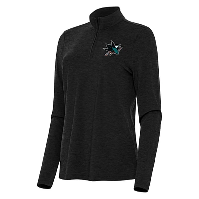 Women's Antigua Heather San Jose Sharks Bright Quarter-Zip Top