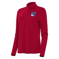 Women's Antigua  Heather Red New York Rangers Bright Quarter-Zip Top