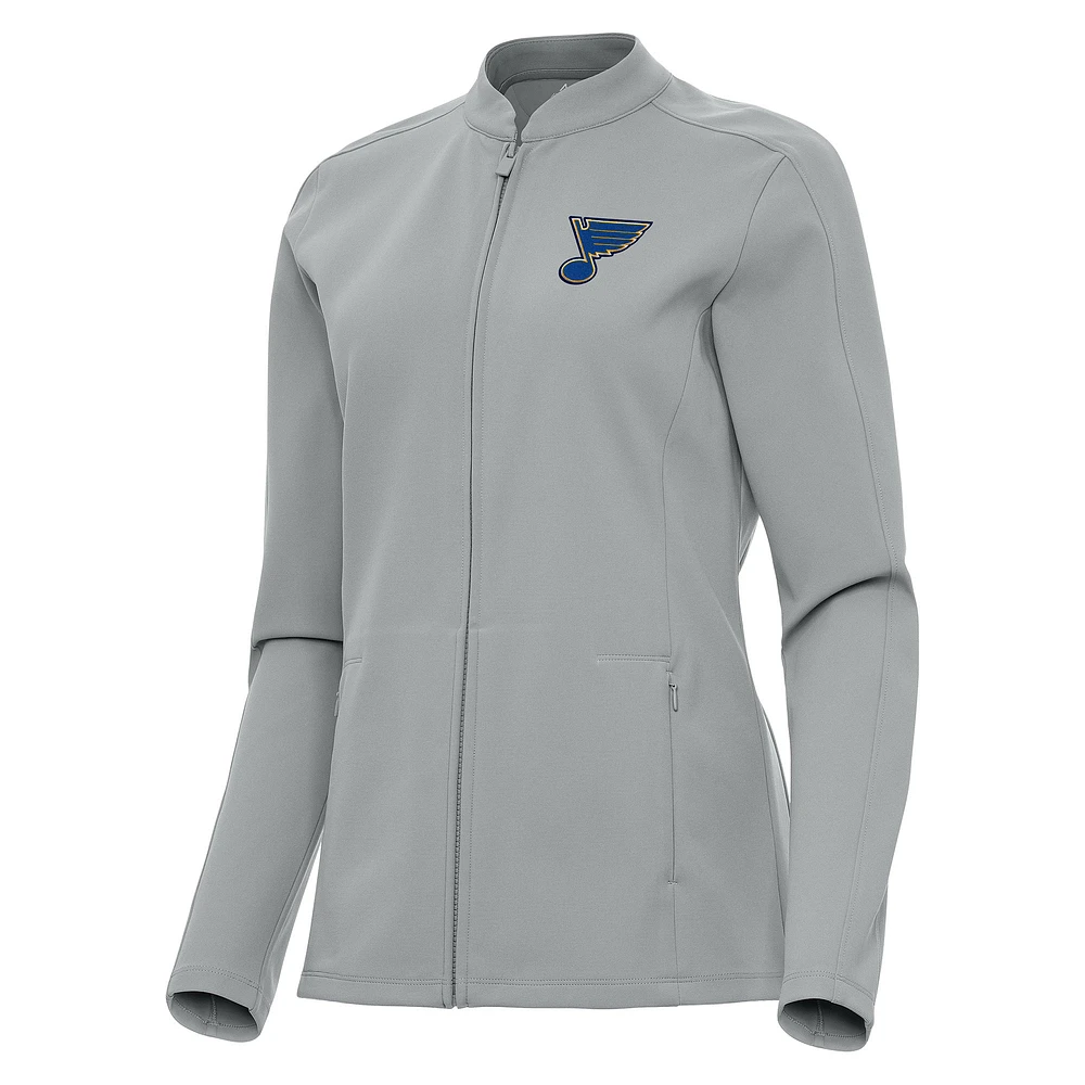 Women's Antigua Gray St. Louis Blues Regard Full-Zip Jacket