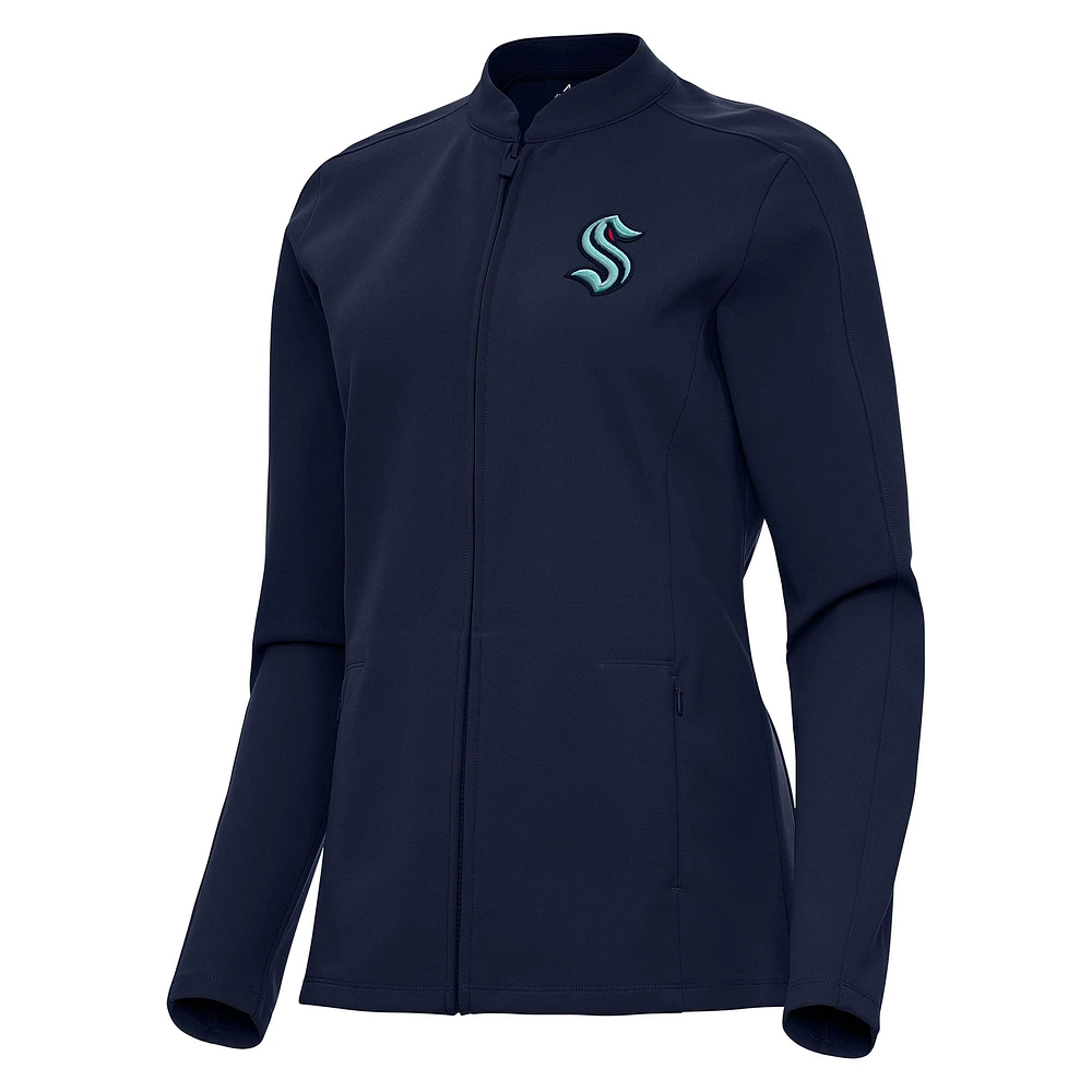 Women's Antigua  Deep Sea Blue Seattle Kraken Regard Full-Zip Jacket