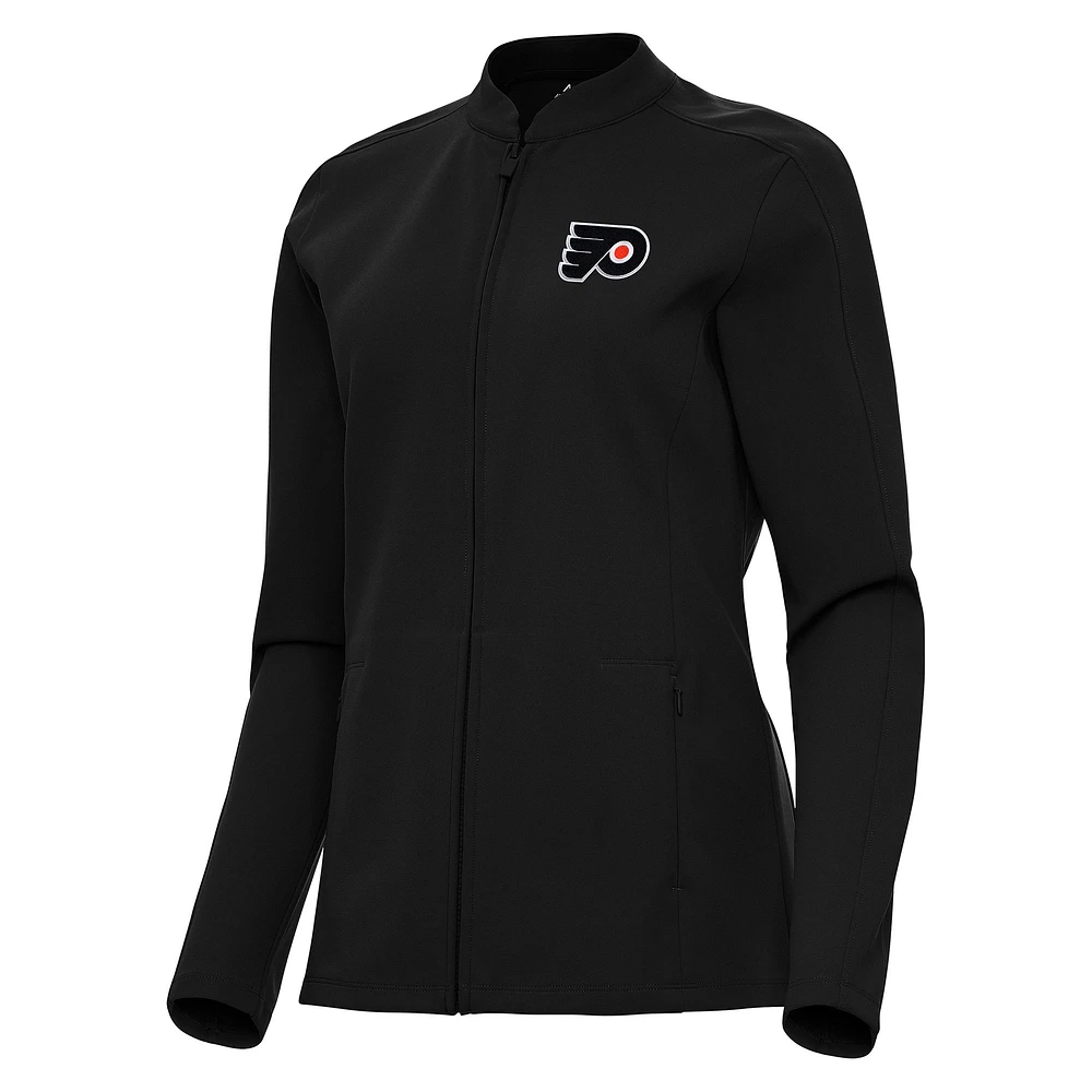Women's Antigua Black Philadelphia Flyers Regard Full-Zip Jacket