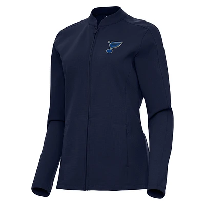 Women's Antigua  Navy St. Louis Blues Regard Full-Zip Jacket