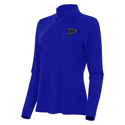 Women's Antigua Royal St. Louis Blues Intent Quarter-Zip Top