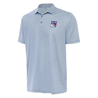 Men's Antigua Heather Aqua/White New York Rangers Rings Polo