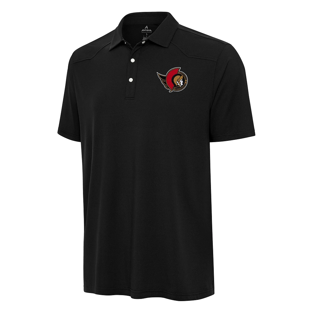 Men's Antigua Black Ottawa Senators Western Polo