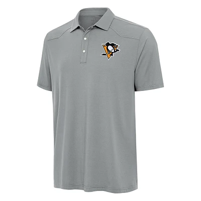 Men's Antigua  Gray Pittsburgh Penguins Western Polo