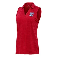 Women's Antigua Heather New York Rangers Layout Sleeveless V-Neck Polo