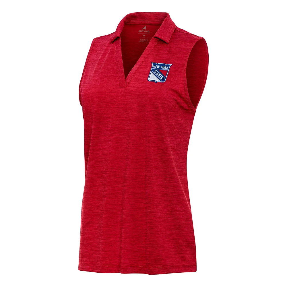Women's Antigua Heather New York Rangers Layout Sleeveless V-Neck Polo