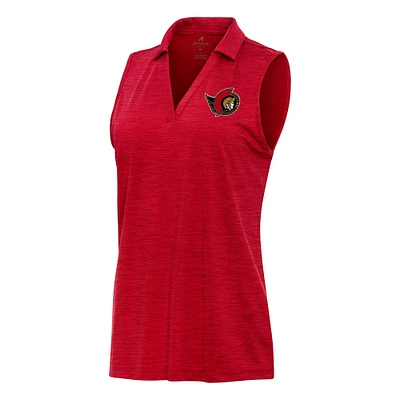 Women's Antigua Heather Ottawa Senators Layout Sleeveless V-Neck Polo