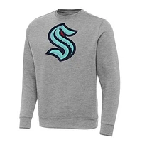 Men's Antigua Heather Gray Seattle Kraken Big & Tall Victory Crewneck Pullover Sweatshirt