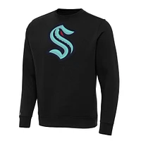 Men's Antigua Black Seattle Kraken Big & Tall Victory Crewneck Pullover Sweatshirt