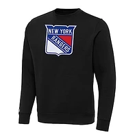 Men's Antigua Black New York Rangers Big & Tall Victory Crewneck Pullover Sweatshirt