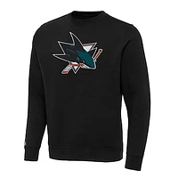 Men's Antigua Black San Jose Sharks Big & Tall Victory Crewneck Pullover Sweatshirt
