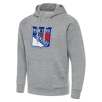 Men's Antigua Heather Gray New York Rangers Big & Tall Victory Pullover Hoodie