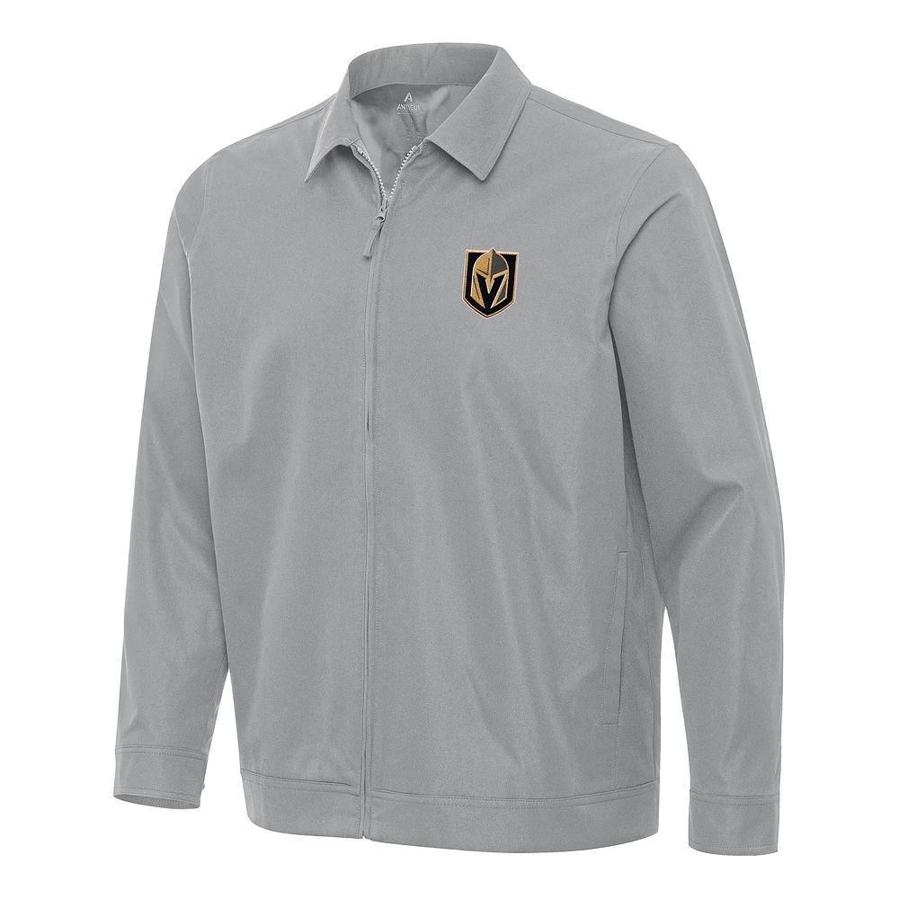 Men's Antigua Gray Vegas Golden Knights Pivot Full-Zip Jacket