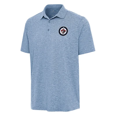 Men's Antigua Heather Aqua Winnipeg Jets Par 3 Polo