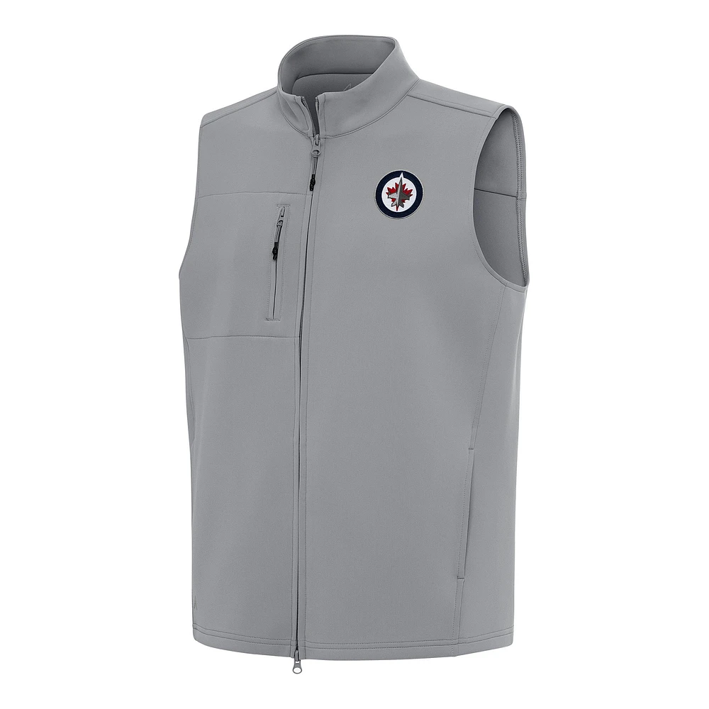 Men's Antigua Gray Winnipeg Jets Demand Full-Zip Vest