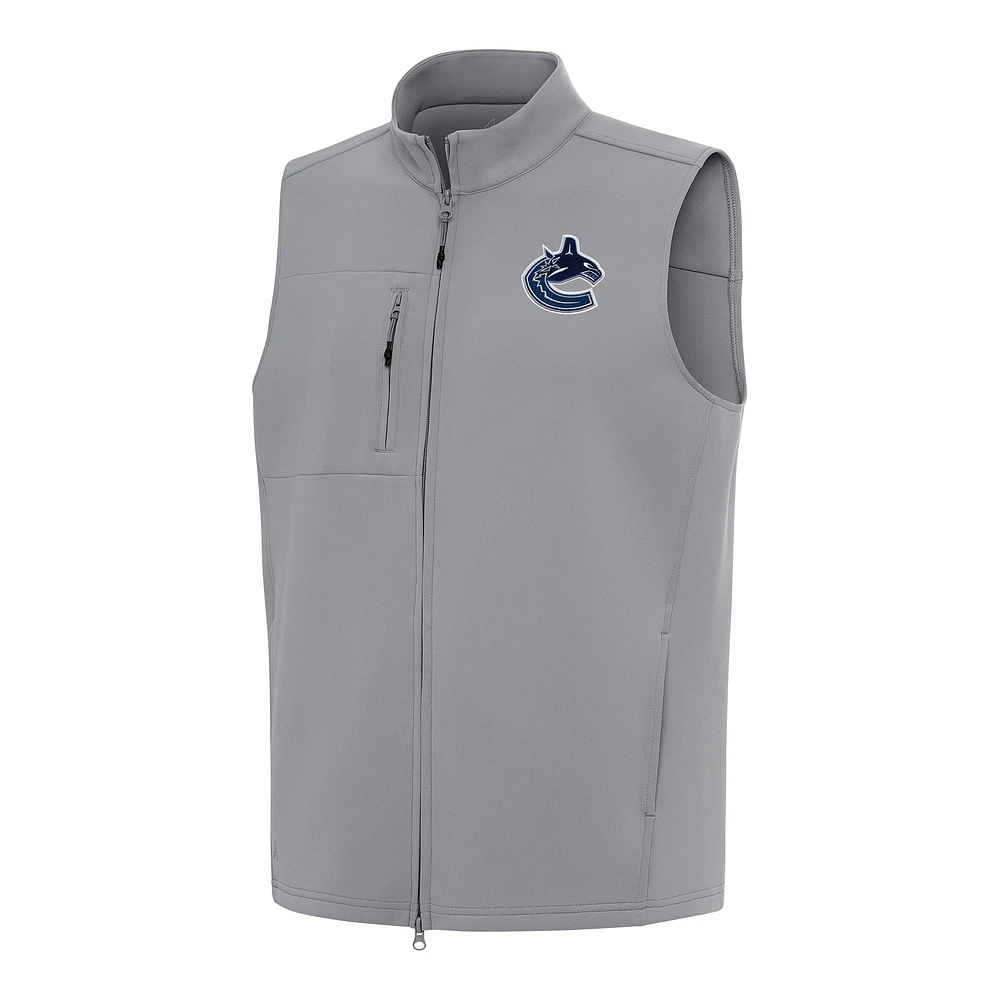 Men's Antigua Gray Vancouver Canucks Demand Full-Zip Vest