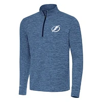 Men's Antigua Heather Navy Tampa Bay Lightning Cause Quarter-Zip Top