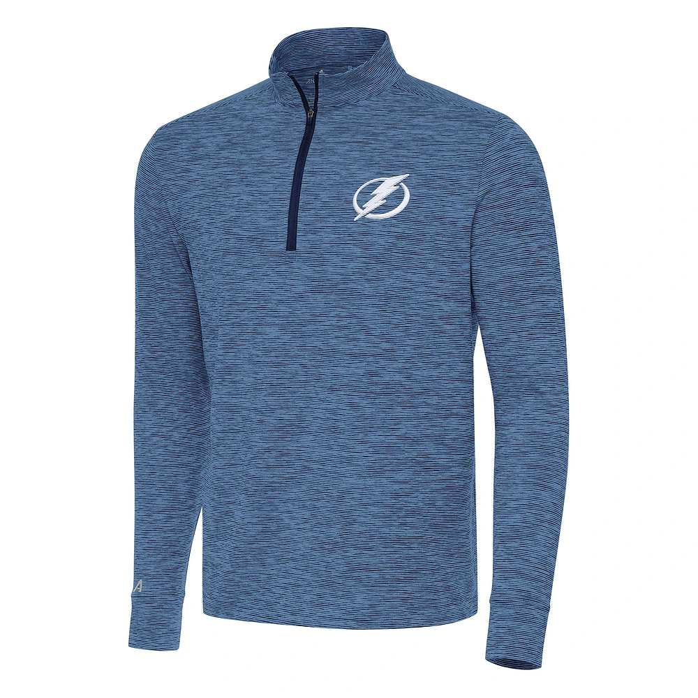 Men's Antigua Heather Navy Tampa Bay Lightning Cause Quarter-Zip Top
