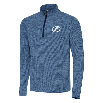 Men's Antigua Heather Navy Tampa Bay Lightning Cause Quarter-Zip Top