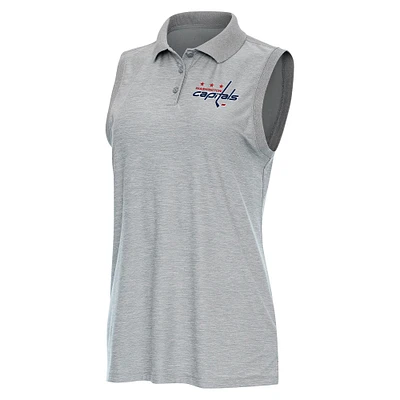 Women's Antigua  Heather Gray Washington Capitals Recap Sleeveless Polo