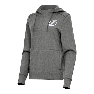 Women's Antigua Heather Black Tampa Bay Lightning Justice Pullover Hoodie